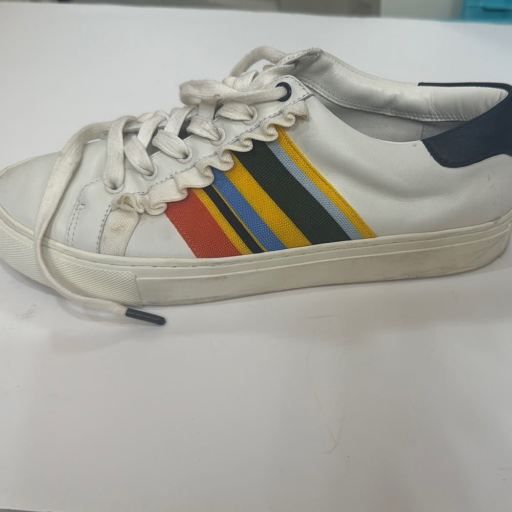 Tory Burch White and Red Sneakers with Retro Design